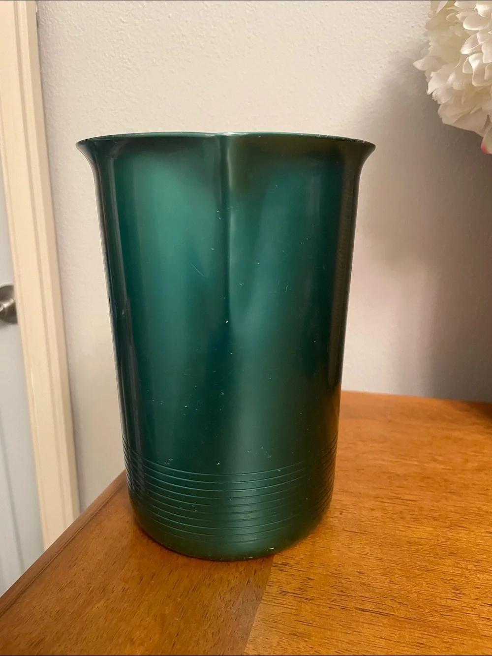 MCM Vintage Collectible Green Aluminum Pitcher